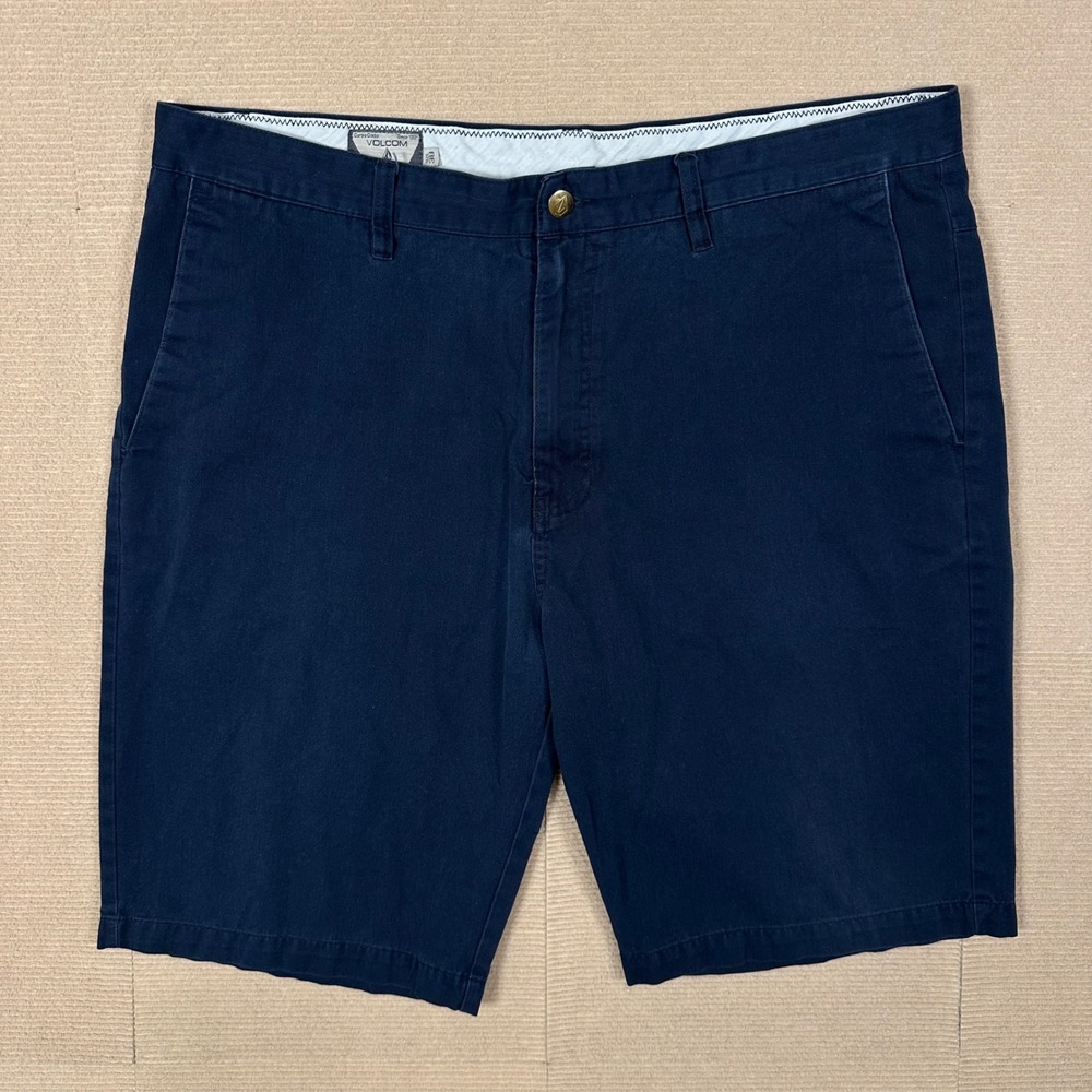 Volcom Chino Shorts Mens Size 38 Navy Blue Casual Flat Front 10" Inseam